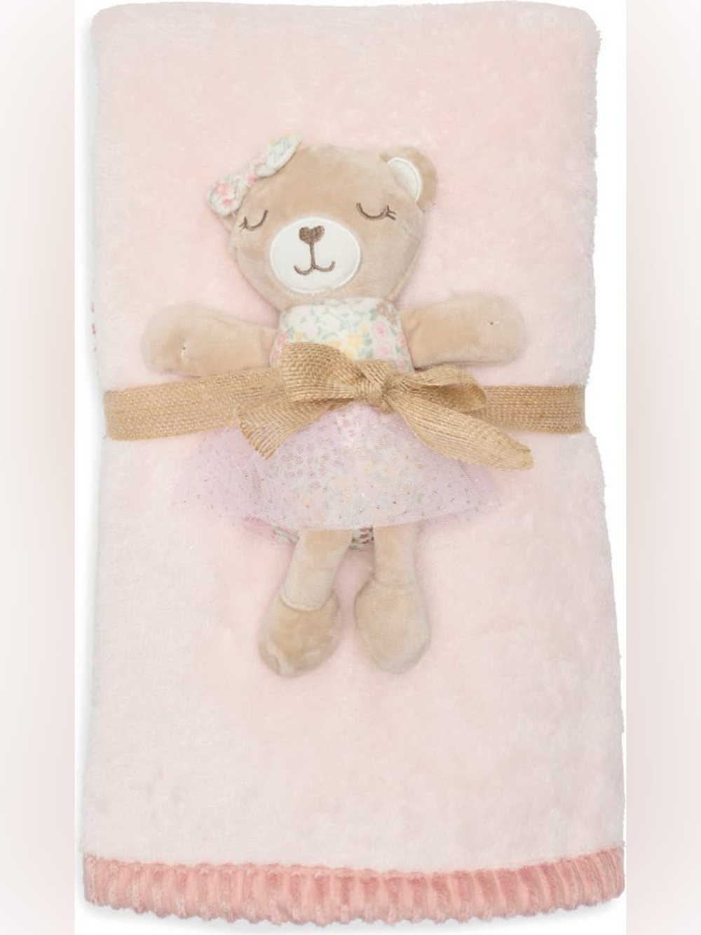 Chick Pea Pink Ballerina Teddy Bear & Plush Blanket Set